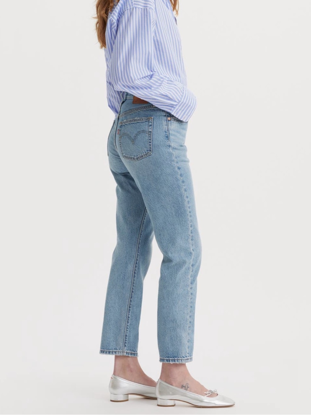 NWT Levi's 501 high rise crop Light Blue Straight Leg Jeans classic - Picture 2 of 5